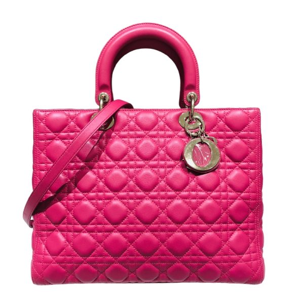 2300039073630 Christian Dior Large Pink GD Lambskin Handbag