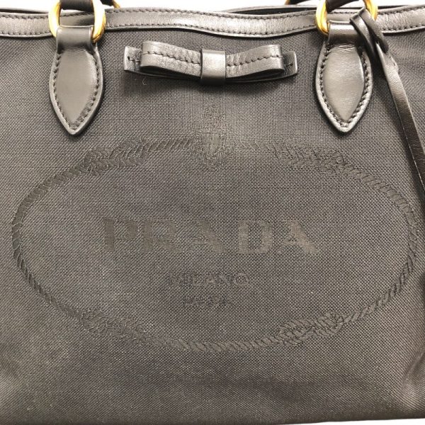 2300039328389 7 PRADA Jacquard Tote Black Campus Handbag