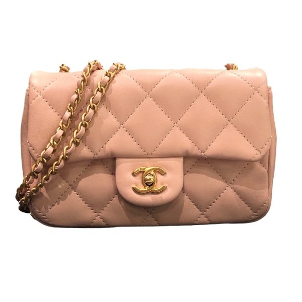 2300039329126 CHANEL Mini Matelasse 18 AS3457 Pink Matte Lambskin Shoulder Bag