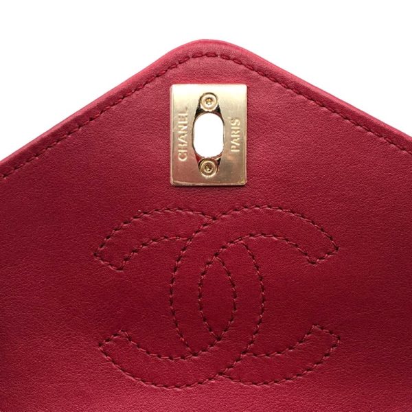 2300039330542 11 CHANEL Chevron Chain Shoulder Bag Red Calfskin Shoulder Bag