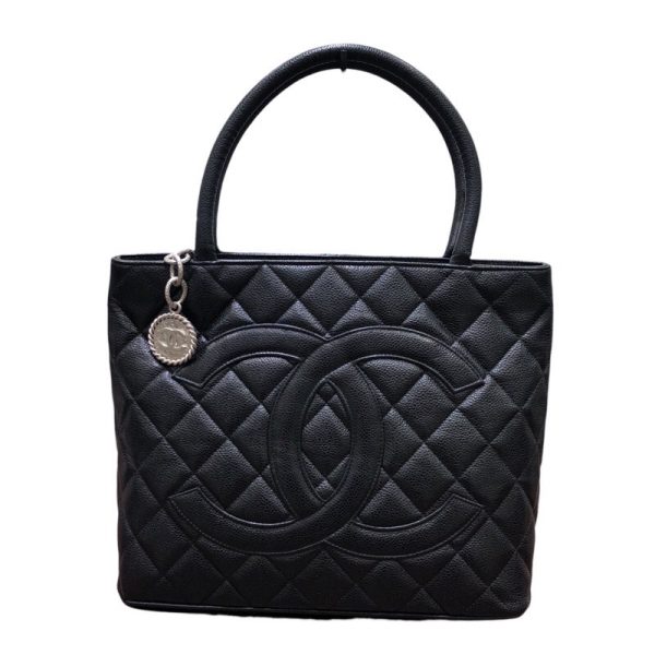 2300039330566 1 CHANEL tote black caviar skin handbag