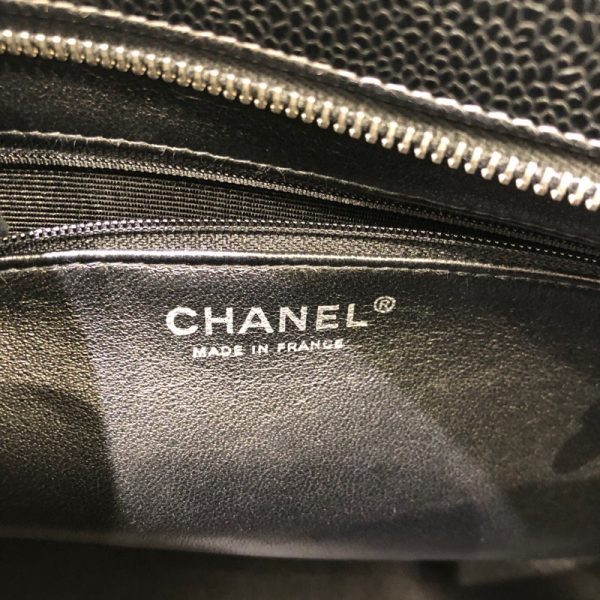 2300039330566 6 CHANEL tote black caviar skin handbag