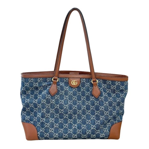 2300039399785 1 GUCCI Ophidia GG Denim Tote Bag Blue Brown