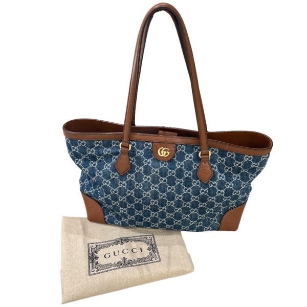 2300039399785 10 GUCCI Ophidia GG Denim Tote Bag Blue Brown