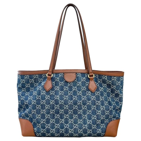 2300039399785 2 GUCCI Ophidia GG Denim Tote Bag Blue Brown