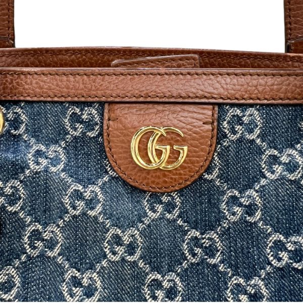 2300039399785 9 GUCCI Ophidia GG Denim Tote Bag Blue Brown