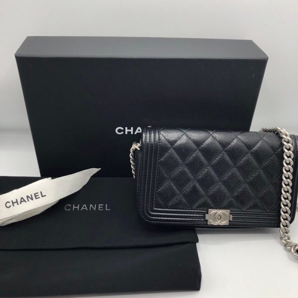 2300039497238 6 CHANEL Boy Chanel Chain Wallet Black Caviar Skin Shoulder Bag