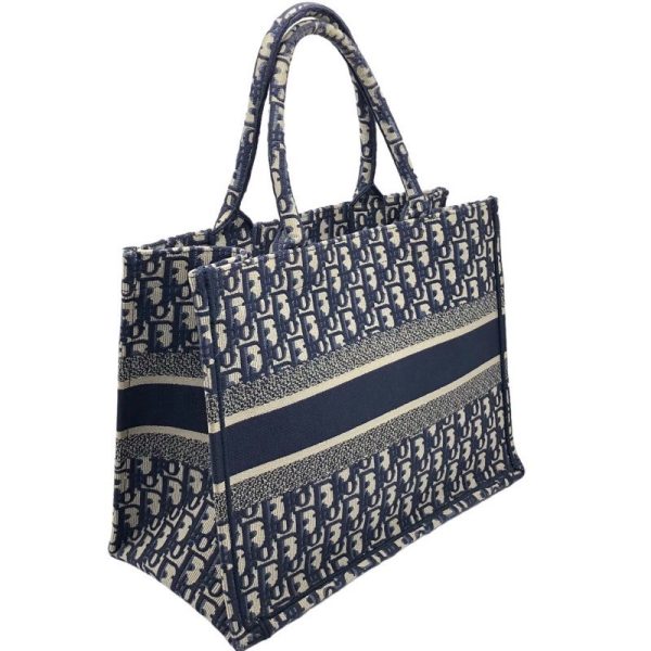 2300039497245 1 Christian Dior Book Tote Medium Blue Oblique Jacquard Handbag