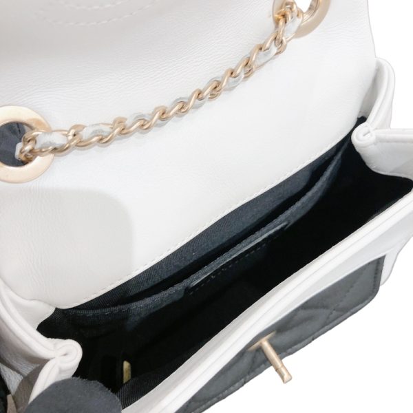 2300039744714 7 CHANEL mini chain shoulder bag blackwhite calf shoulder bag