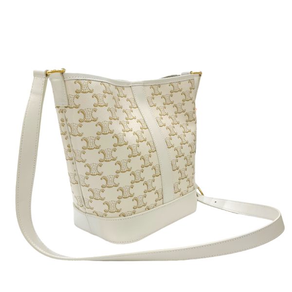 2300039751132 4 Celine Small Bucket White Triomphe Canvas Shoulder Bag