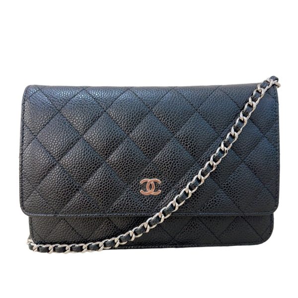 2300039766655 1 CHANEL Matelasse Chain Wallet A33814 No 21 Black Caviar Skin Shoulder Bag