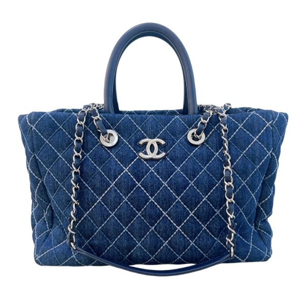 2300039828179 1 CHANEL denim 2way chain tote Blue denim tote bag