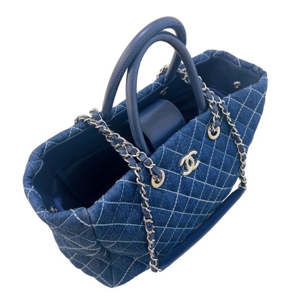 2300039828179 9 CHANEL denim 2way chain tote Blue denim tote bag