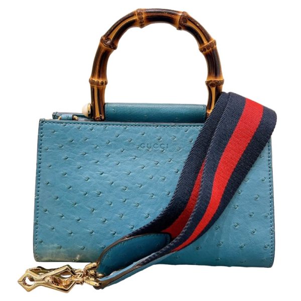 2300039829176 1 GUCCI Bamboo Nimfair 2way Turquoise shoulder bag Blue