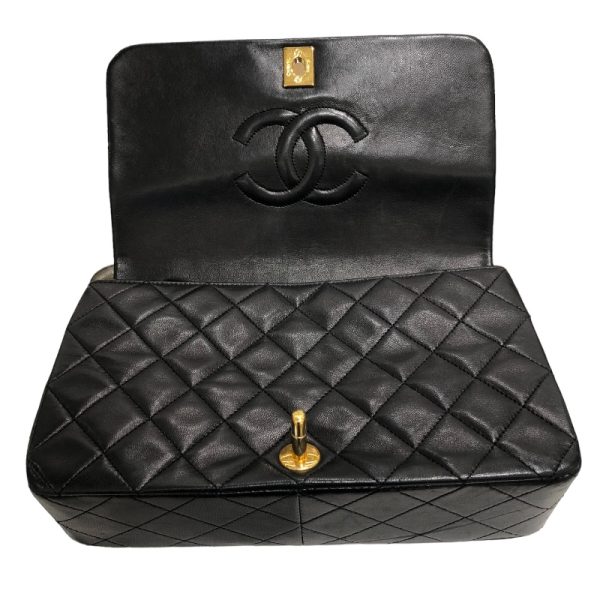 2300040025666 11 CHANEL Chain Shoulder Black Lambskin Shoulder Bag