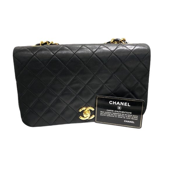 2300040025666 12 CHANEL Chain Shoulder Black Lambskin Shoulder Bag