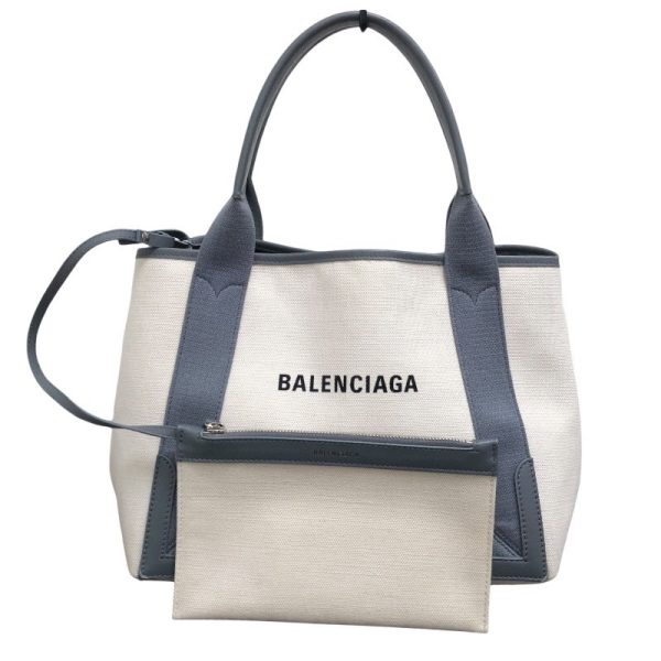 2300040313671 1 BALENCIAGA Blue Cabas S IvoryBlack Handbag