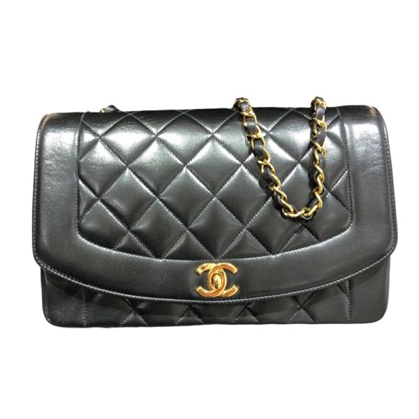 2300040357668 1 CHANEL Diana 25 Black Lambskin Shoulder Bag