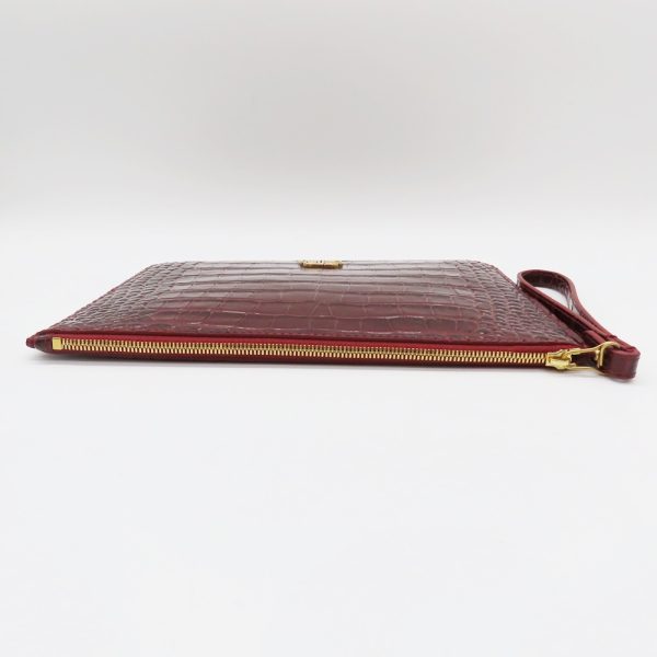 2300954 4 BALENCIAGA BB Croco Clutch Bag Wine Red