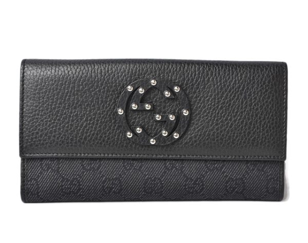 230301 g 1 Gucci Long Wallet Interlocking G Black