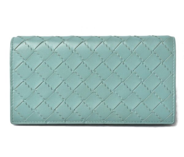 230305 bv 1 Bottega Veneta Long Wallet Intrecciato Blue