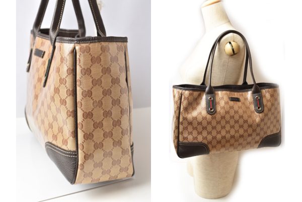 230310 g 2 Gucci Tote Bag GG Crystal Brown