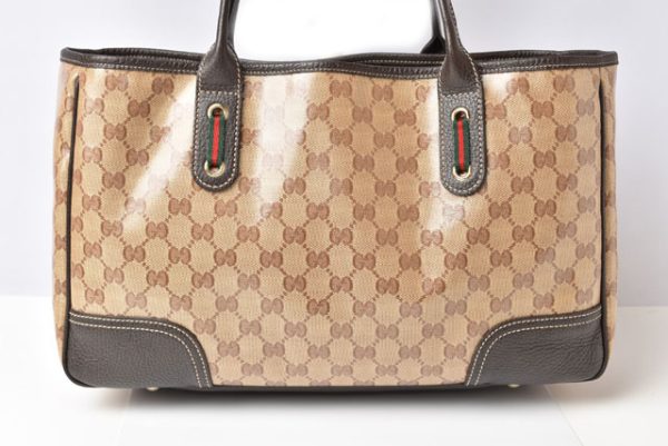 230310 g 5 Gucci Tote Bag GG Crystal Brown