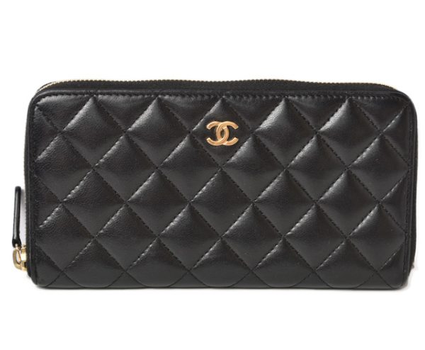 230323 ch 1 Chanel Long Wallet Lambskin Black Bordeaux