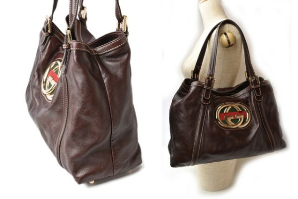 230348 g 2 Gucci Tote Bag Brit Brown