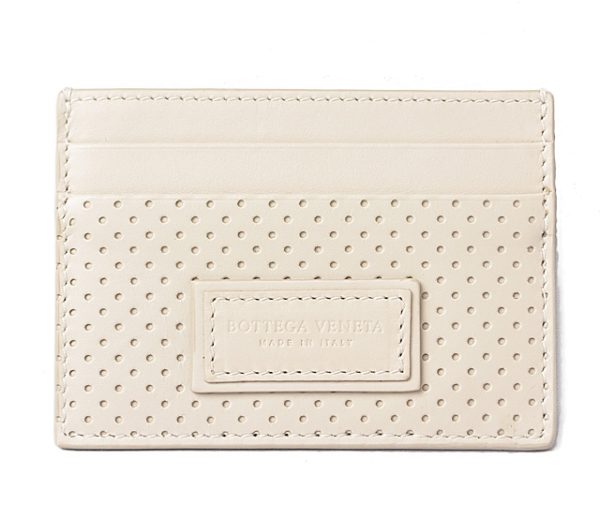 230358 bv 1 Bottega Veneta Card Case Perforated Calfskin Ivory