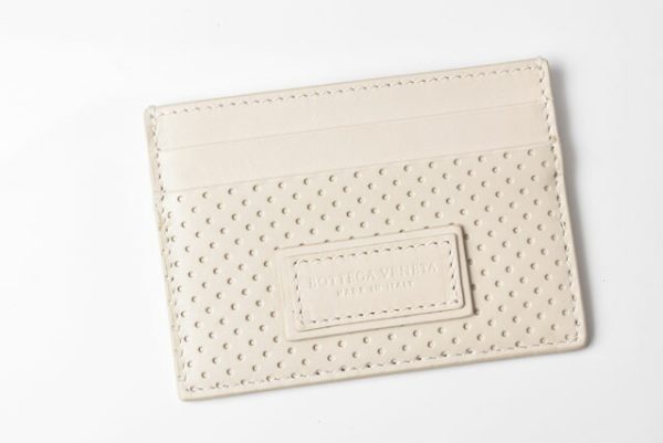 230358 bv 2 Bottega Veneta Card Case Perforated Ivory