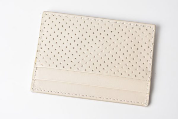 230358 bv 4 Bottega Veneta Card Case Perforated Ivory