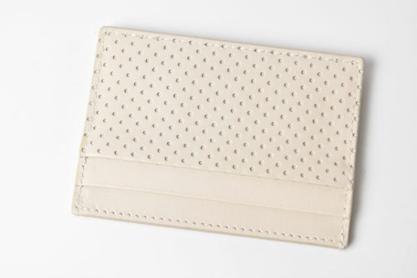 230358 bv 4 Bottega Veneta Card Case Perforated Calfskin Ivory