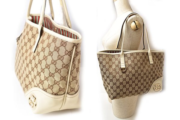 230360 g 2 Gucci Brit Tote Bag GG Beige