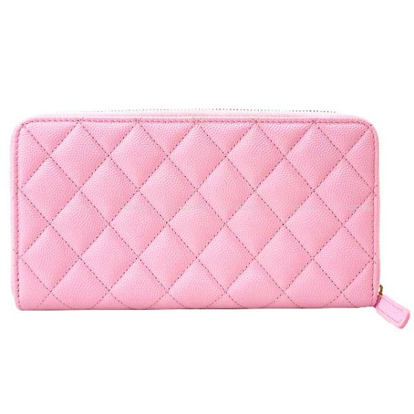 23042514 2 CHANEL Matelasse Mesh CocoMark Shiny Calf Long Wallet Pink