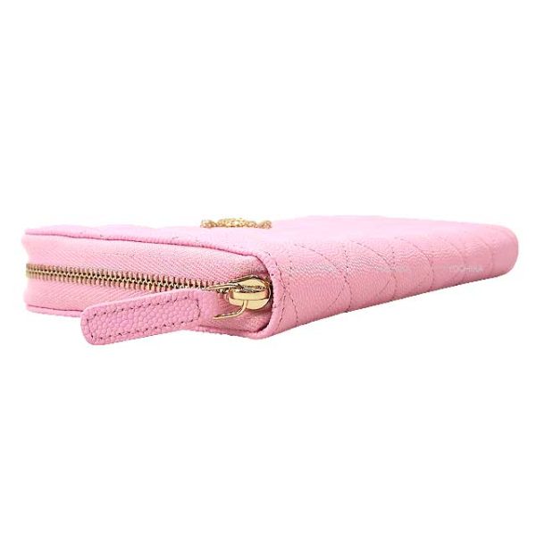 23042514 3 CHANEL Matelasse Mesh CocoMark Shiny Calf Long Wallet Pink