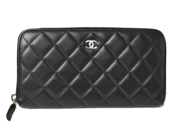 230452 ch 1 Chanel Long Wallet Lambskin Black Bordeaux