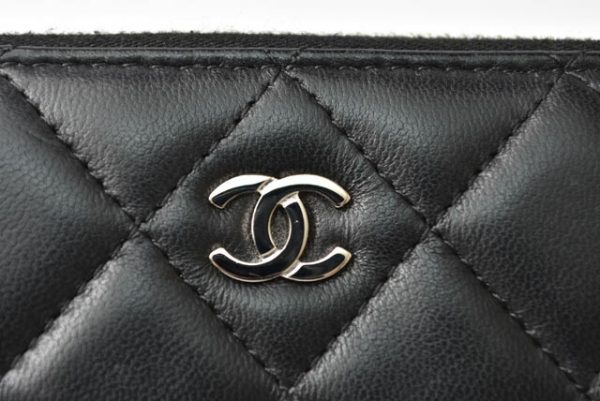 230452 ch 2 Chanel Long Wallet Lambskin Black Bordeaux