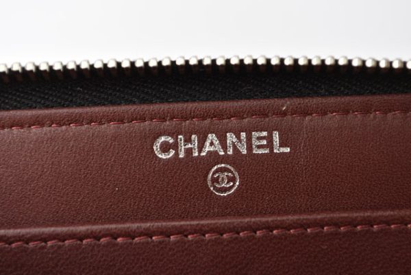 230452 ch 7 Chanel Long Wallet Lambskin Black Bordeaux