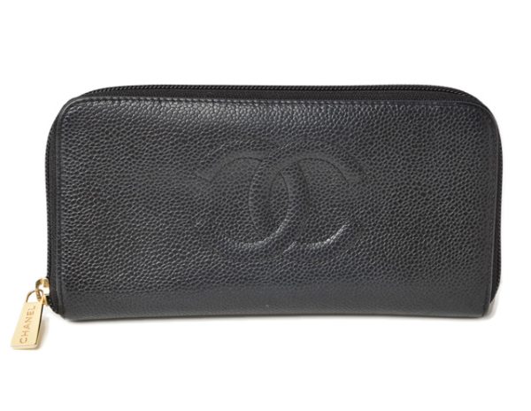 230464 ch 1 Chanel Long Wallet Caviar Skin Black