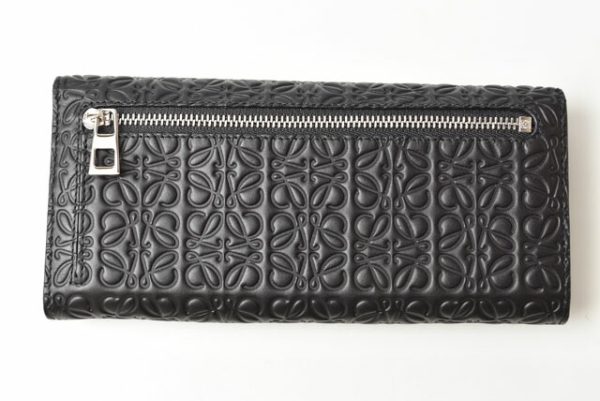 2306 68 lo 5 Loewe Long Wallet Anagram Calfskin Black