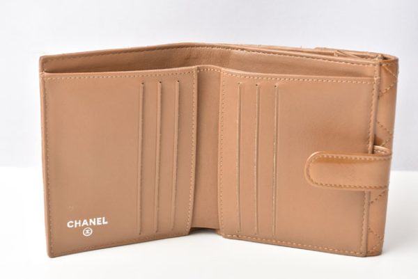 230647 ch 10 Chanel Folding Wallet Patent Bronze