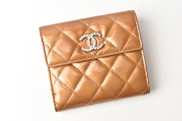 230647 ch 2 Chanel Folding Wallet Patent Bronze