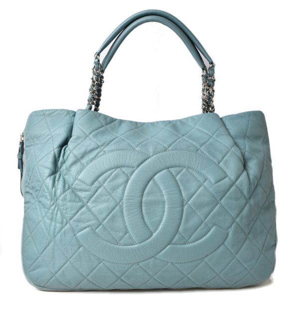 230660 ch 1 Chanel Tote Bag Quilting Stitch Blue