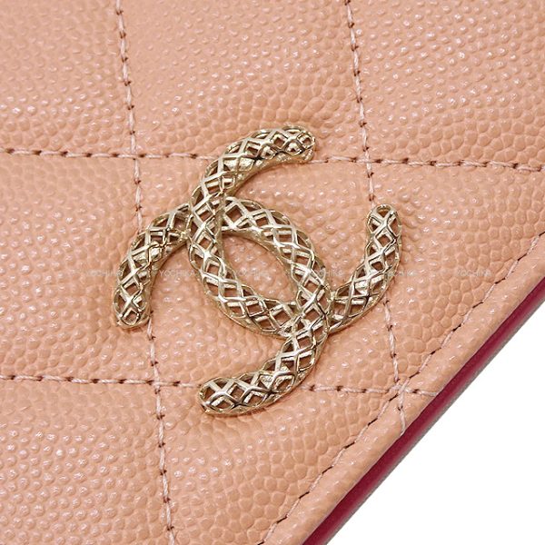 23071108 4 CHANEL Coco Mark Small Wallet Graind Calf Caviar skin Champagne AP3185 Bi fWallet BeigePink