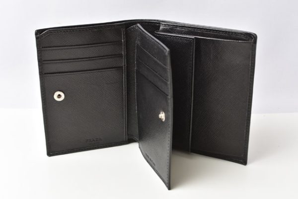 230736 p 6 Prada Folding Wallet Saffiano Black