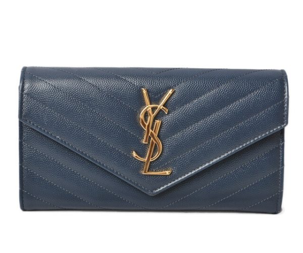 230765 ysl 1 Saint Laurent Wallet Long Wallet Blue