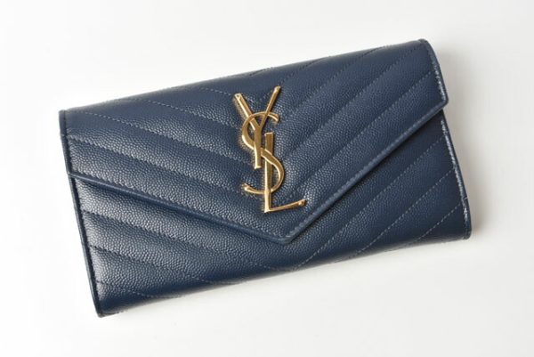 230765 ysl 2 Saint Laurent Wallet Long Wallet Blue