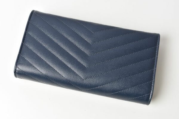 230765 ysl 3 Saint Laurent Wallet Long Wallet Blue