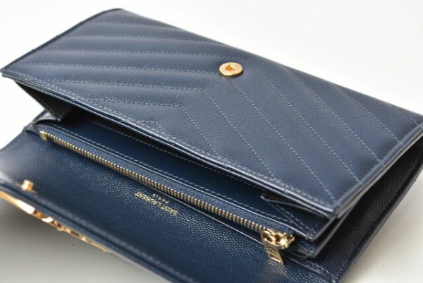 230765 ysl 5 Saint Laurent Wallet Long Wallet Blue